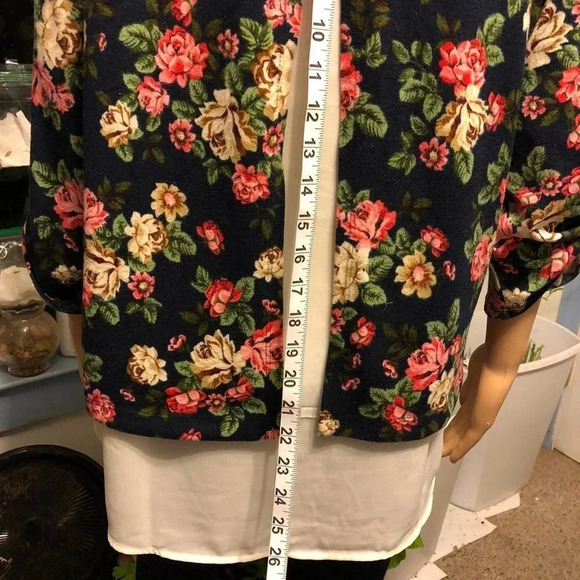 Faith and joy women floral by Monteau Velour long sleeves shirt/blouse size XL - Picture 7 of 10